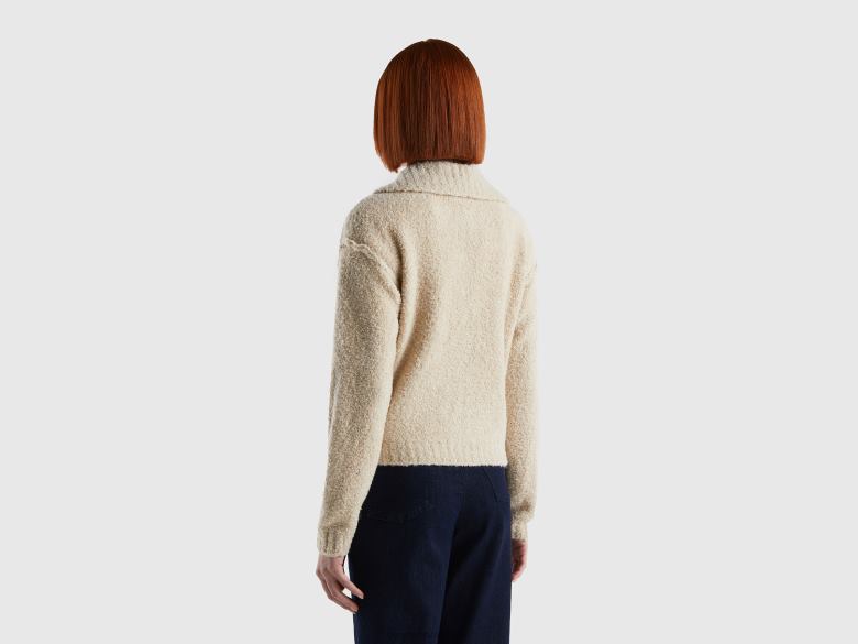 mulheres casaco em fio bouclã© Benetton R8L4P269 bege