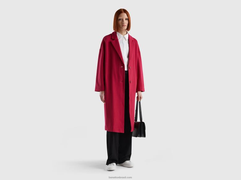 mulheres espanador longo sem forro Benetton R8L4P238 fúcsia