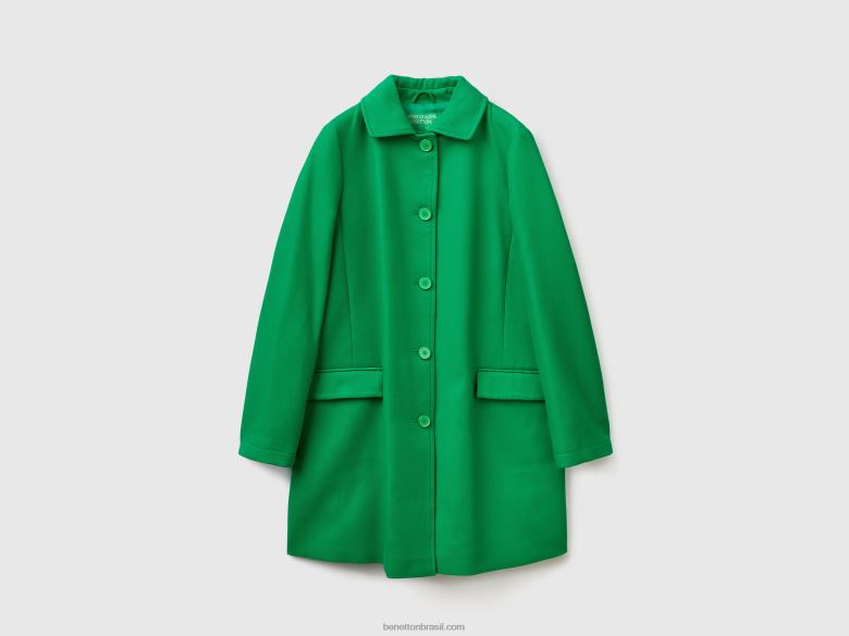 mulheres sobretudo em algodão puro Benetton R8L4P3715 verde