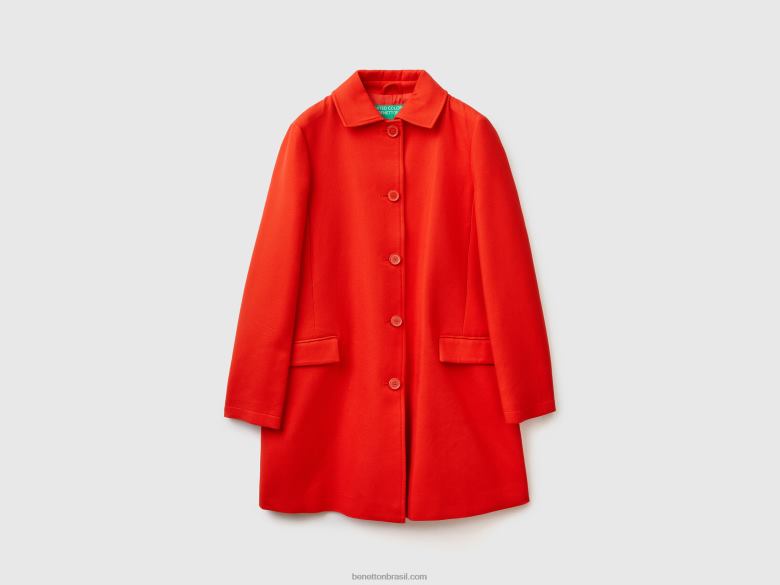 mulheres sobretudo em algodão puro Benetton R8L4P3717 vermelho