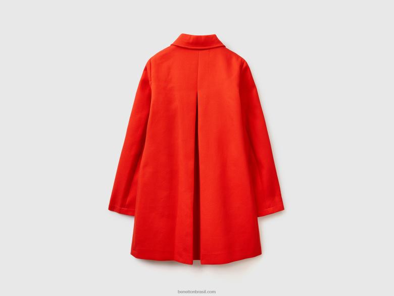 mulheres sobretudo em algodão puro Benetton R8L4P3717 vermelho