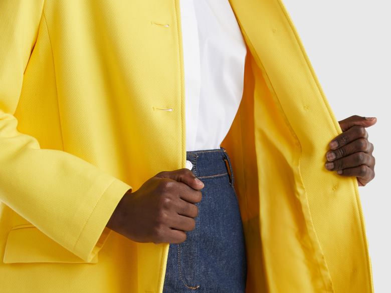 mulheres sobretudo em algodão puro Benetton R8L4P3746 amarelo