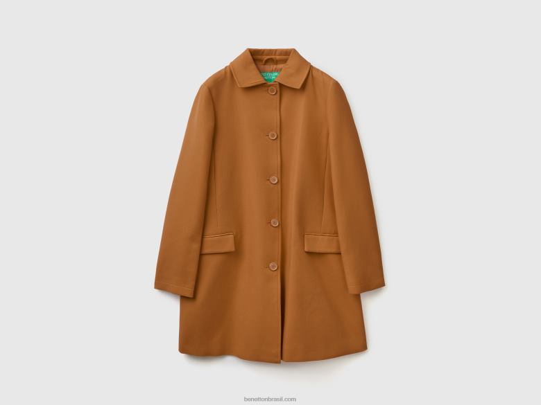 mulheres sobretudo em algodão puro Benetton R8L4P3747 bege