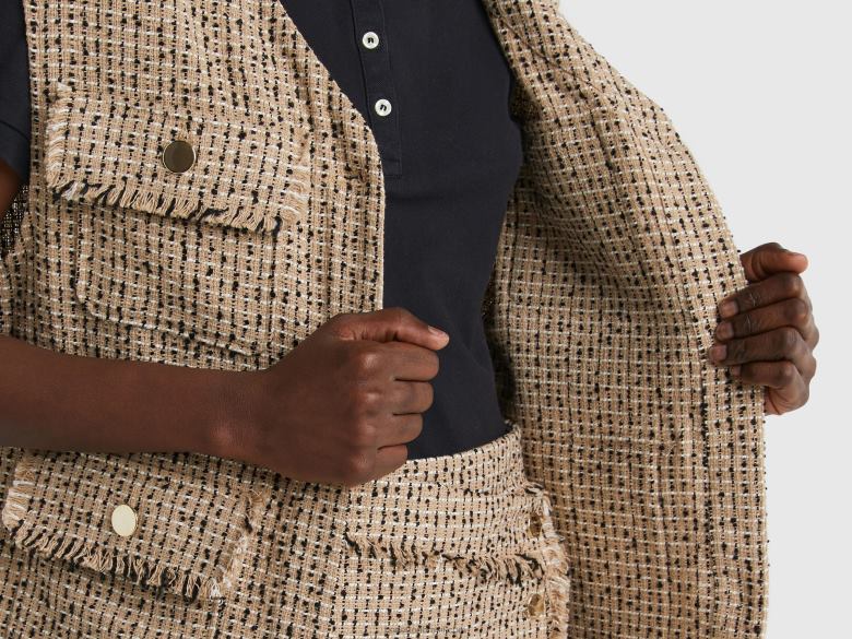 mulheres colete bouclã© bege Benetton R8L4P246 bege