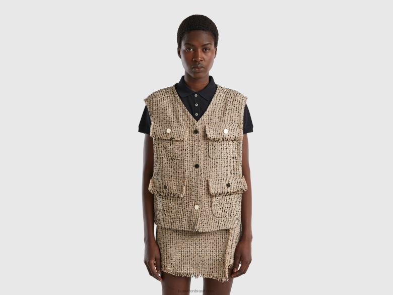 mulheres colete bouclã© bege Benetton R8L4P3716 bege