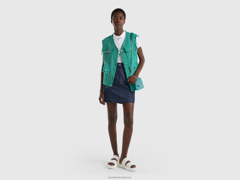 mulheres colete bouclã© verde Benetton R8L4P273 verde