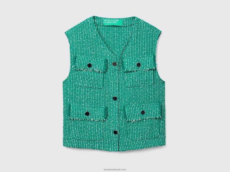 mulheres colete bouclã© verde Benetton R8L4P3749 verde