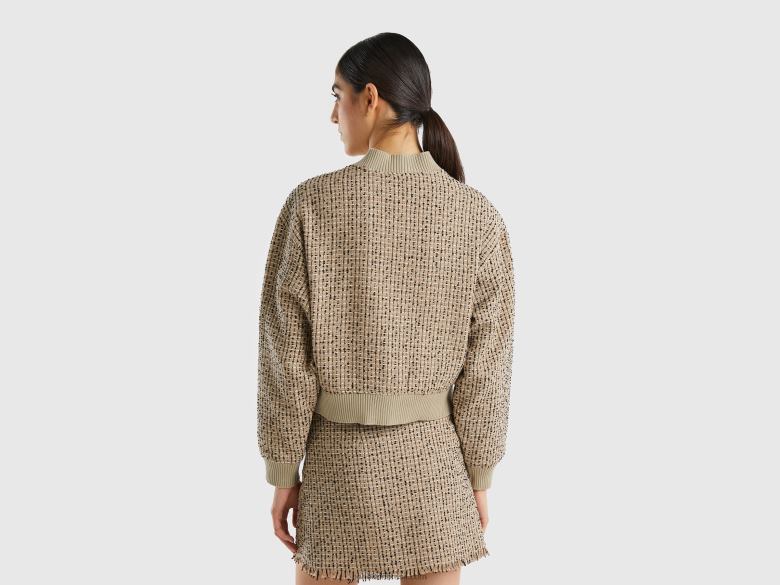 mulheres bomber em tweed Benetton R8L4P3726 bege