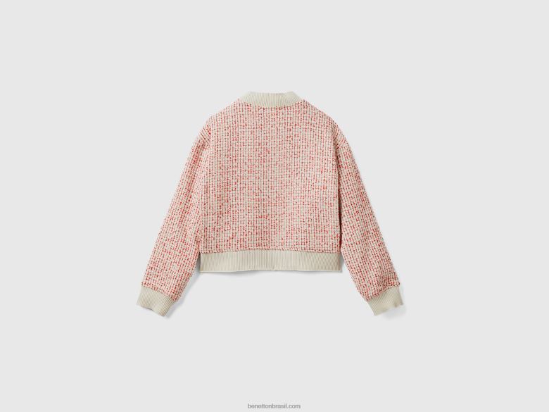 mulheres bomber em tweed Benetton R8L4P3731 vermelho