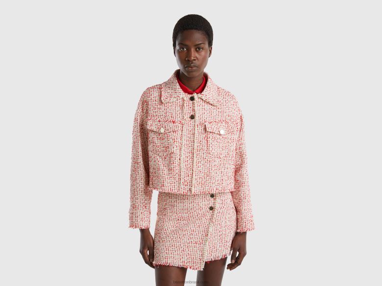 mulheres jaqueta bouclã© vermelha Benetton R8L4P3737 vermelho