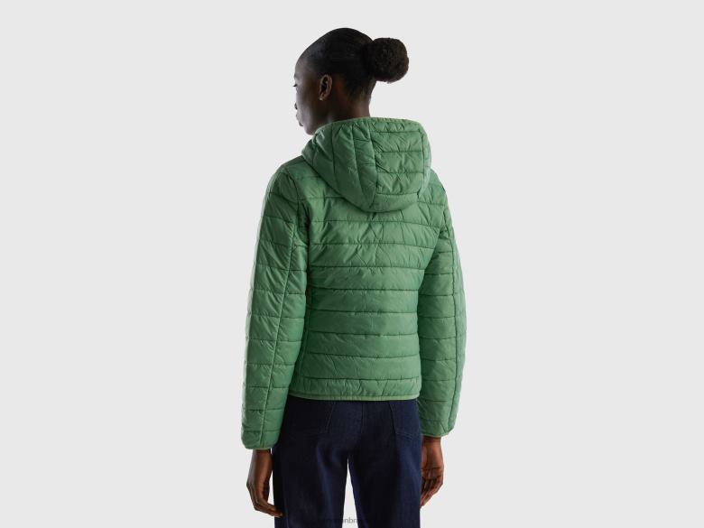 mulheres jaqueta puffer com enchimento reciclado Benetton R8L4P237 verde