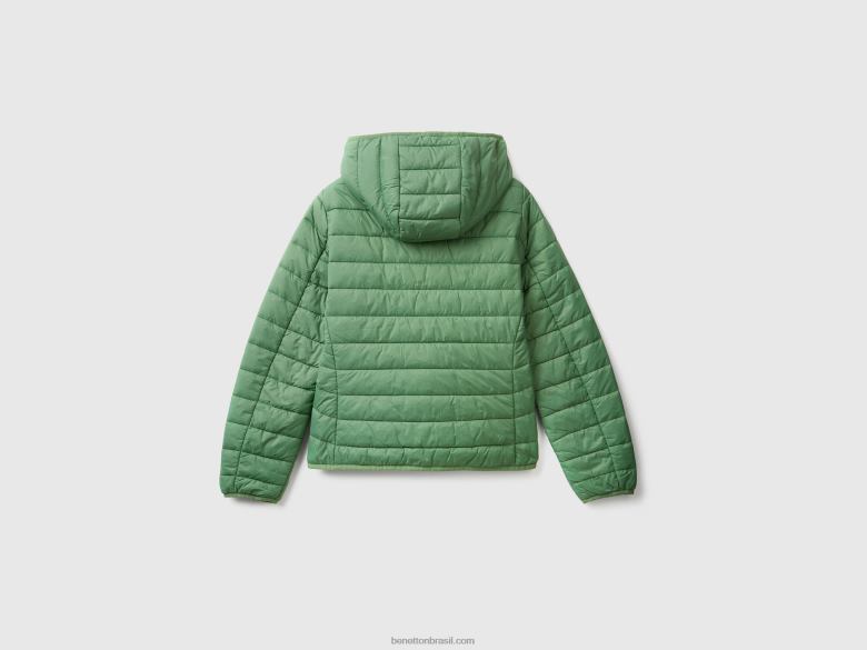 mulheres jaqueta puffer com enchimento reciclado Benetton R8L4P237 verde