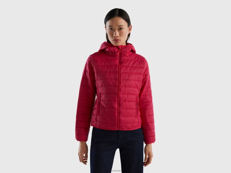 mulheres jaqueta puffer com enchimento reciclado Benetton R8L4P254 fúcsia