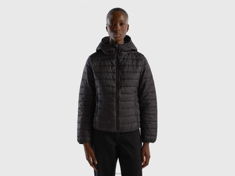 mulheres jaqueta puffer com enchimento reciclado Benetton R8L4P258 preto