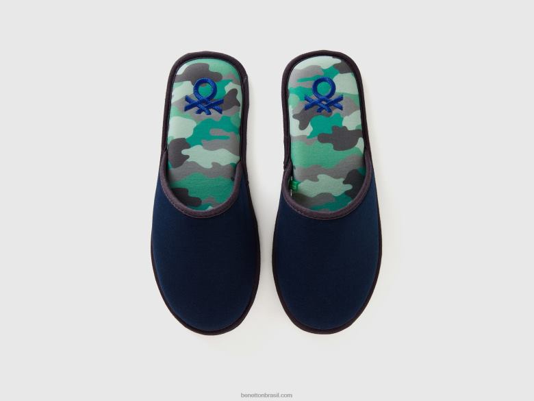 mulheres chinelos estampados Benetton R8L4P913 azul escuro