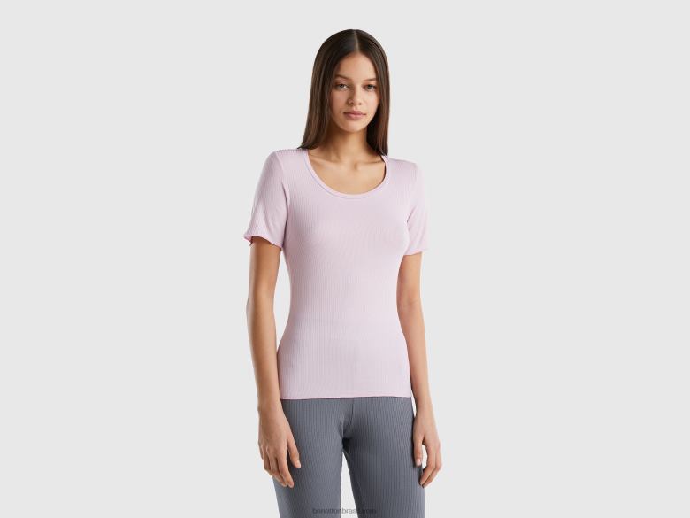 mulheres camiseta canelada slim fit Benetton R8L4P4205 lilás