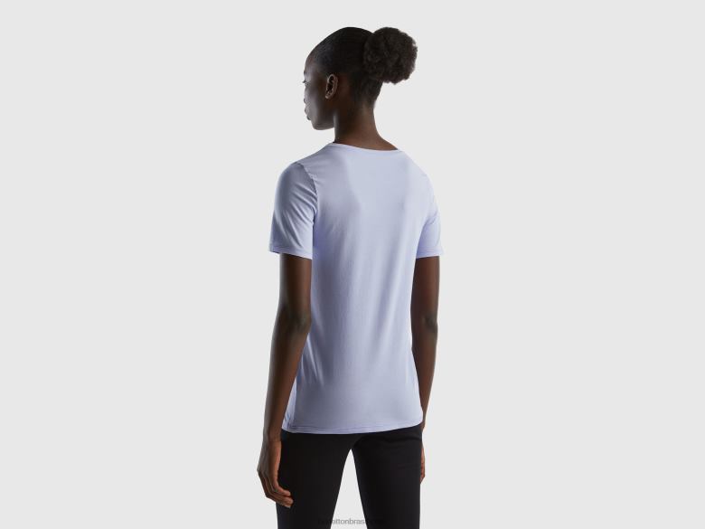 mulheres t-shirt de algodão orgânico super elástico Benetton R8L4P4198 lavanda