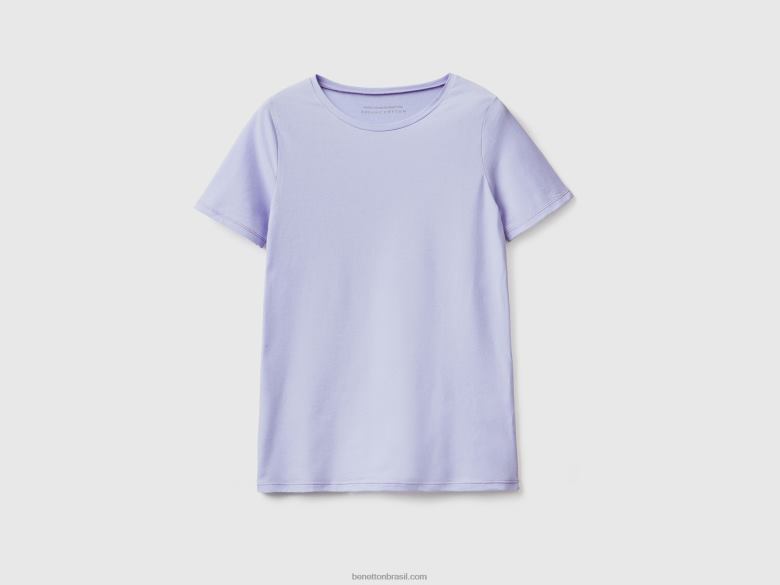 mulheres t-shirt de algodão orgânico super elástico Benetton R8L4P4198 lavanda