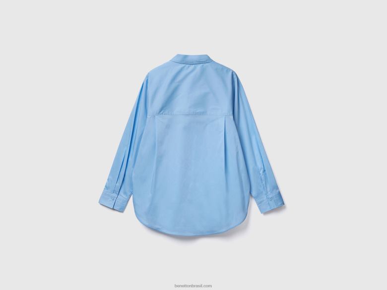 mulheres camisa com fendas na parte inferior Benetton R8L4P3997 céu azul