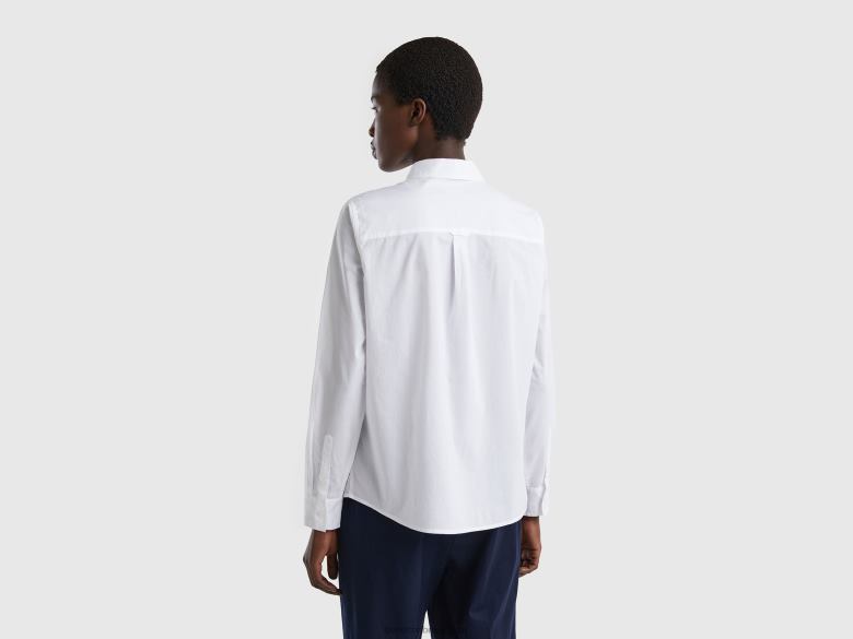 mulheres camisa em algodão leve Benetton R8L4P4005 branco