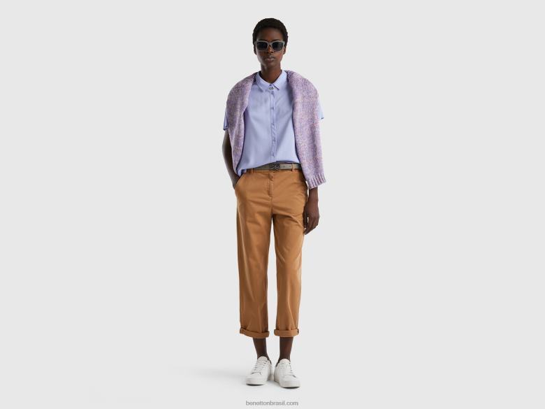 mulheres camisa fluida em viscose sustentável Benetton R8L4P519 lavanda