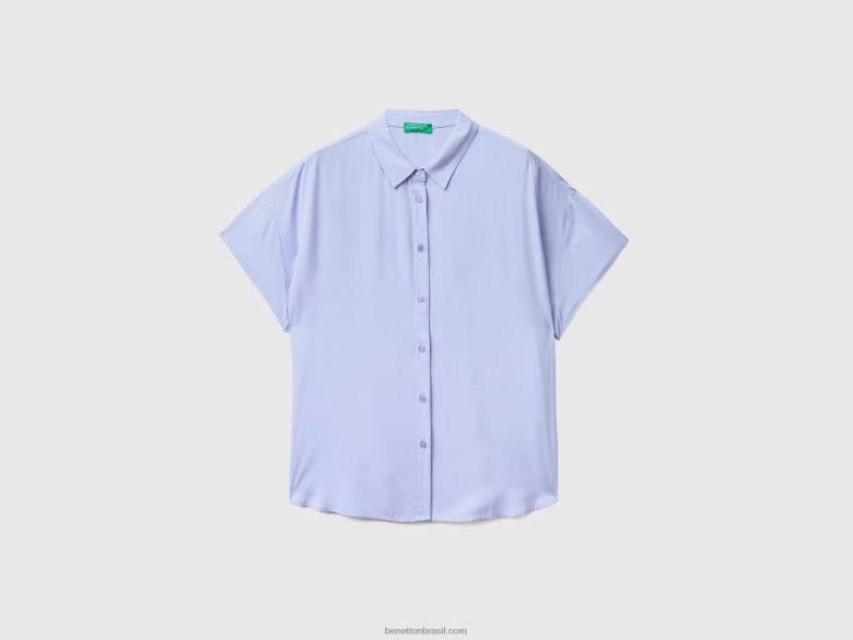 mulheres camisa fluida em viscose sustentável Benetton R8L4P519 lavanda