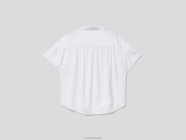 mulheres camisa fluida em viscose sustentável Benetton R8L4P531 branco