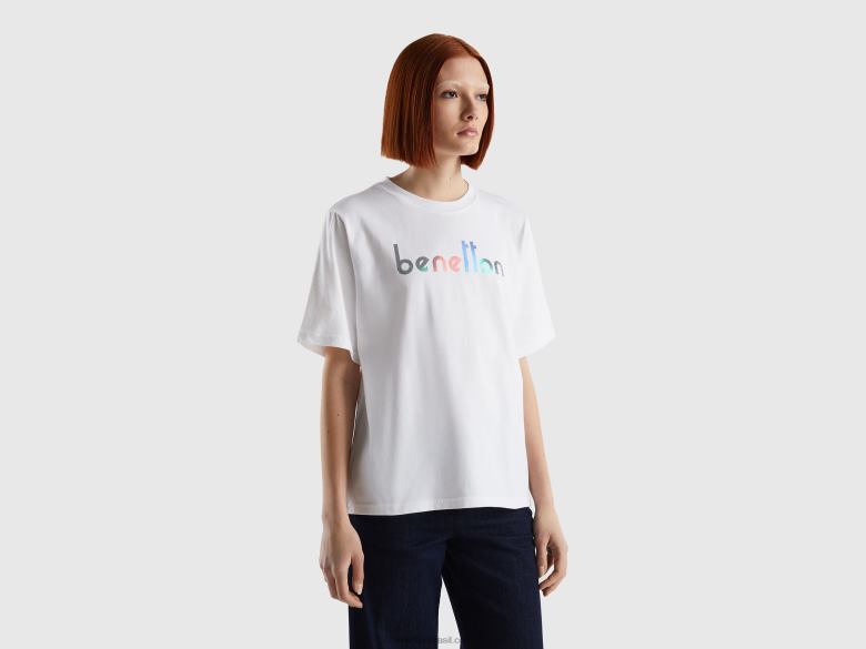 mulheres camiseta com texto logo Benetton R8L4P3782 branco