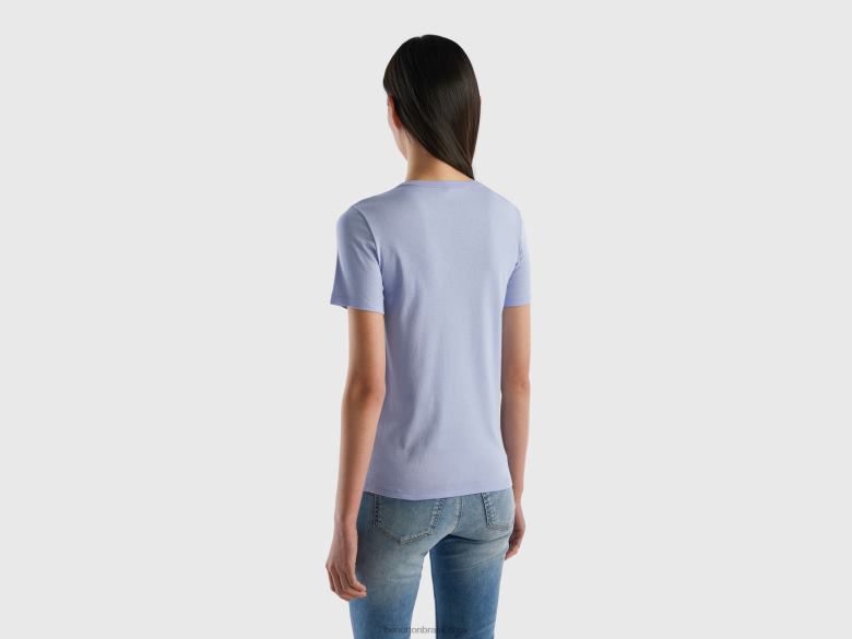 mulheres camiseta de algodão de fibra longa Benetton R8L4P337 lavanda