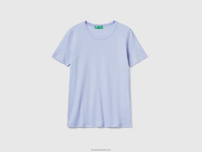 mulheres camiseta de algodão de fibra longa Benetton R8L4P337 lavanda