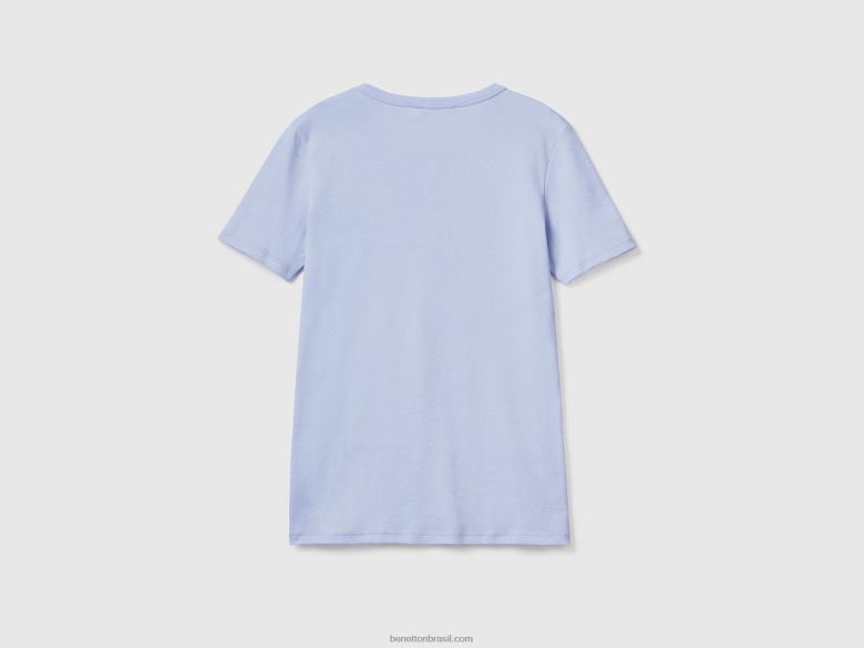 mulheres camiseta de algodão de fibra longa Benetton R8L4P337 lavanda