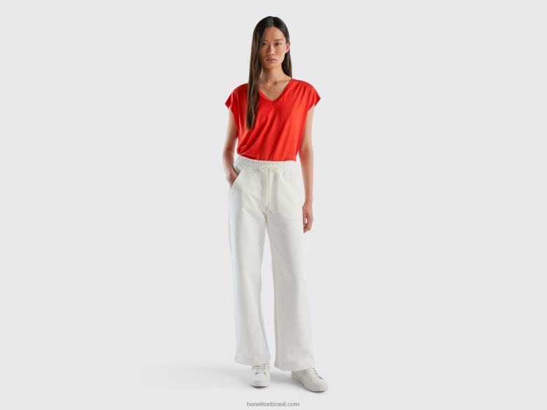 mulheres camiseta em viscose stretch sustentável Benetton R8L4P3825 vermelho