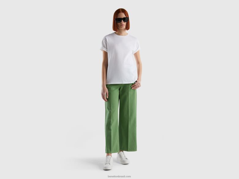 mulheres camiseta manga curta 100% algodão Benetton R8L4P325 branco