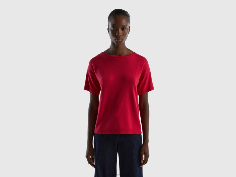 mulheres camisola de manga curta Benetton R8L4P3532 fúcsia
