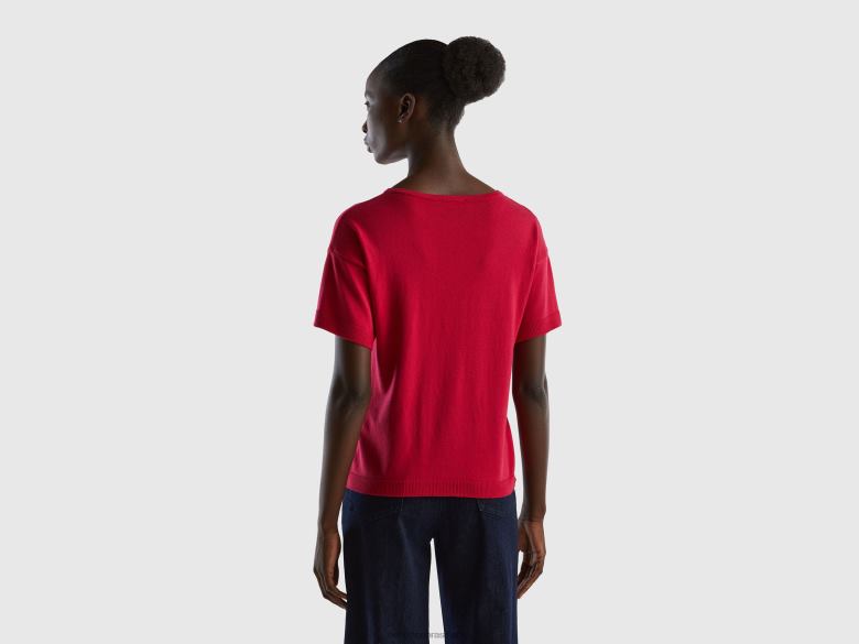 mulheres camisola de manga curta Benetton R8L4P3532 fúcsia