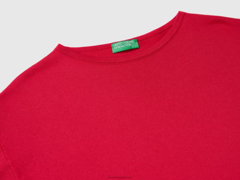 mulheres camisola de manga curta Benetton R8L4P3532 fúcsia
