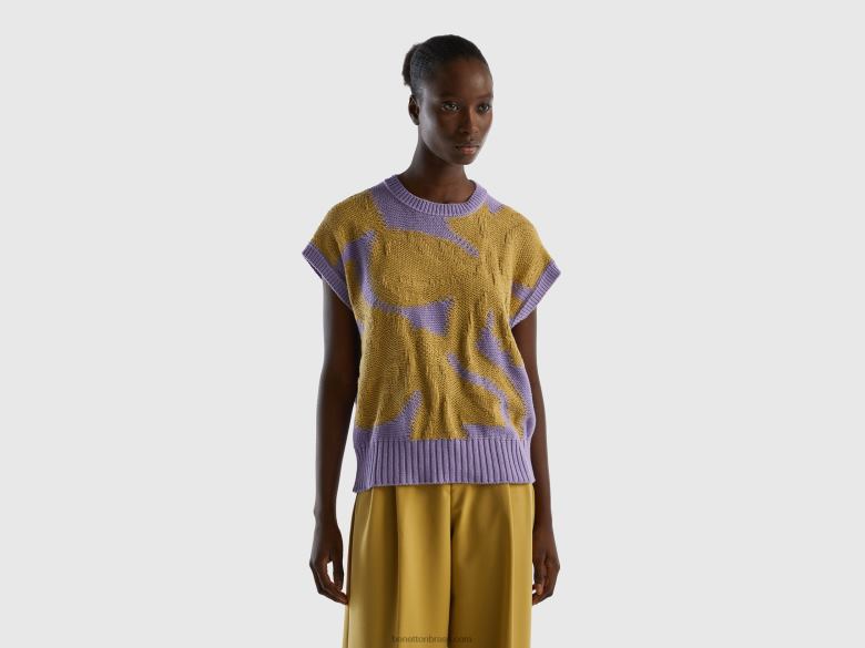 mulheres colete de malha com embutido Benetton R8L4P3605 lilás