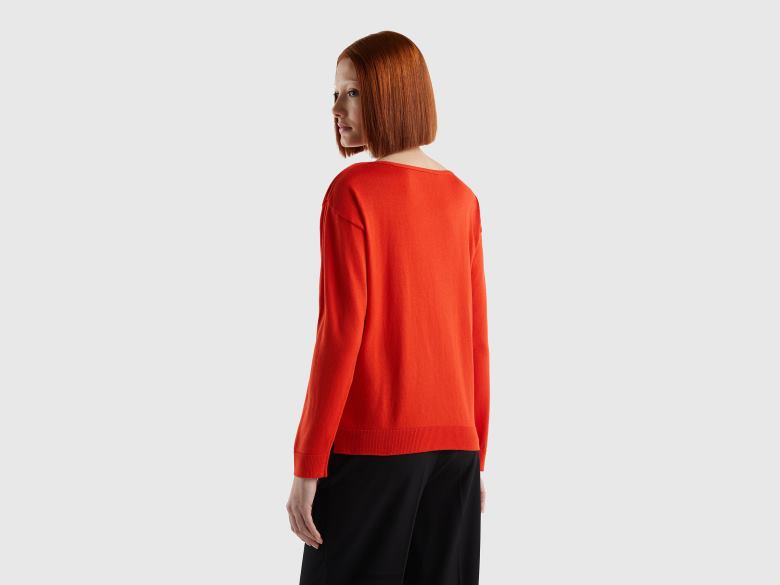 mulheres suéter decote canoa Benetton R8L4P3563 vermelho