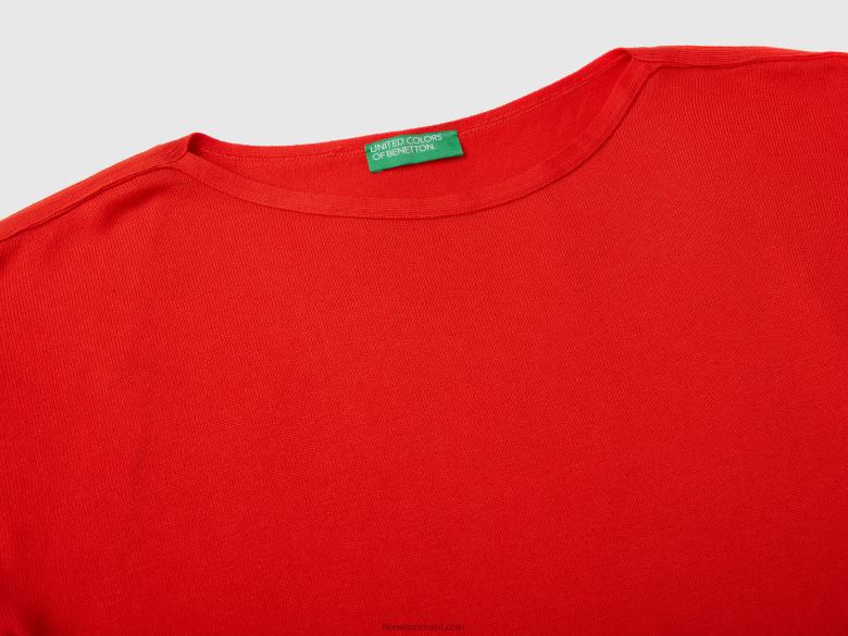 mulheres suéter decote canoa Benetton R8L4P3563 vermelho