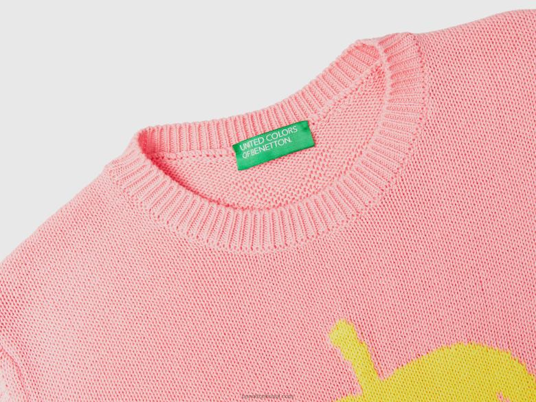 mulheres suéter rosa com incrustações de maçã Benetton R8L4P69 rosa