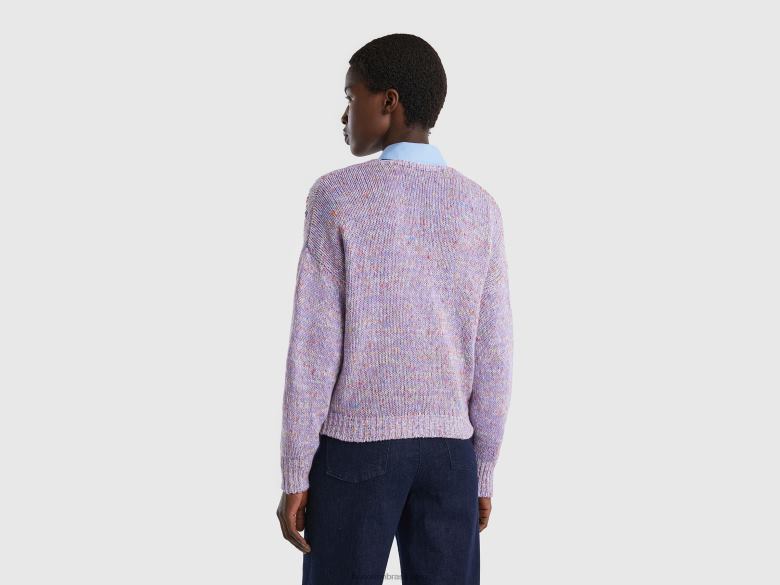 mulheres cardigã com motivo de malha aberta Benetton R8L4P3522 lilás