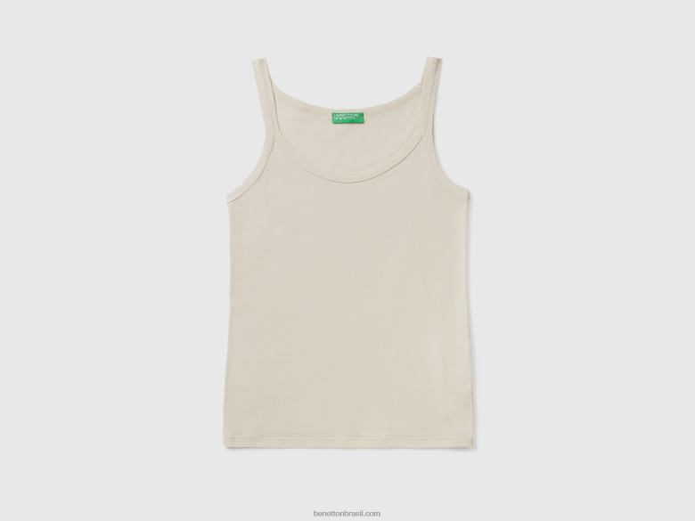 mulheres regata bege em puro algodão Benetton R8L4P3913 bege