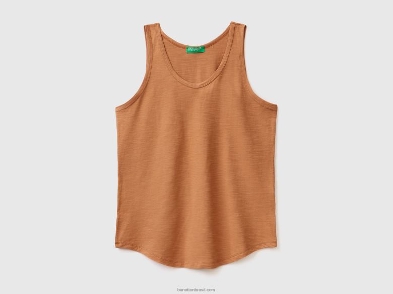 mulheres regata em algodão leve Benetton R8L4P312 bege