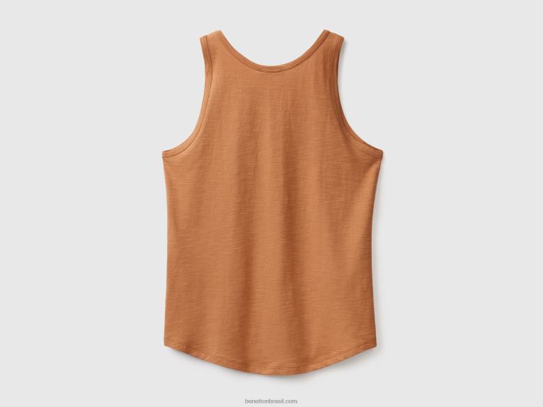 mulheres regata em algodão leve Benetton R8L4P312 bege