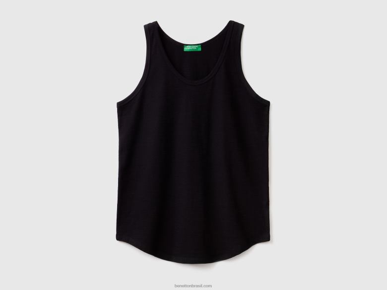 mulheres regata em algodão leve Benetton R8L4P353 preto