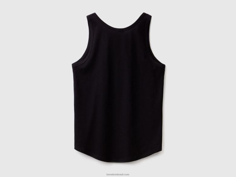 mulheres regata em algodão leve Benetton R8L4P353 preto