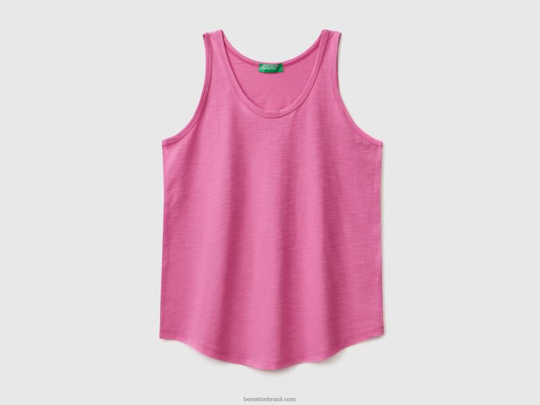 mulheres regata em algodão leve Benetton R8L4P3805 rosa