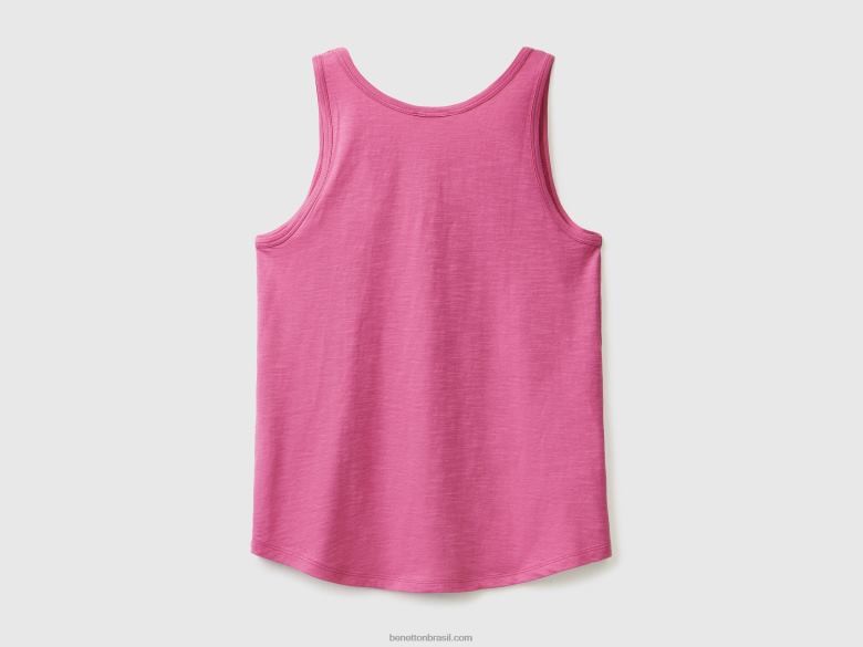 mulheres regata em algodão leve Benetton R8L4P3805 rosa