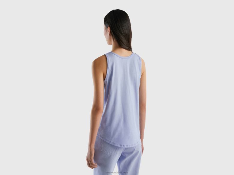 mulheres regata em algodão leve Benetton R8L4P3846 lavanda