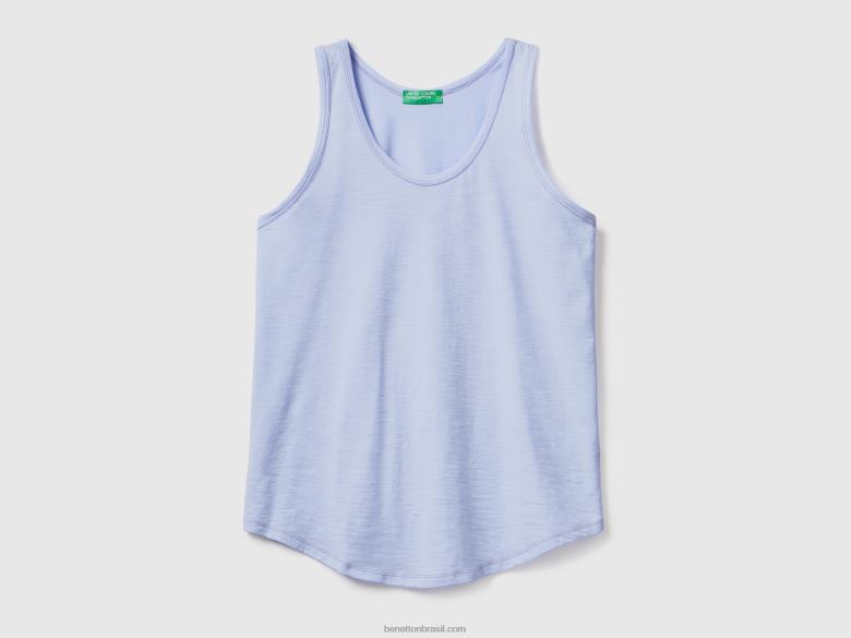 mulheres regata em algodão leve Benetton R8L4P3846 lavanda